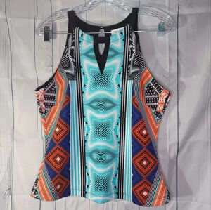 Bisou Bisou Aztec print halter style shirt